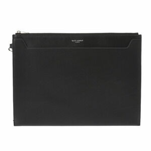 SAINT LAURENT Black Calfskin Clutch Bag